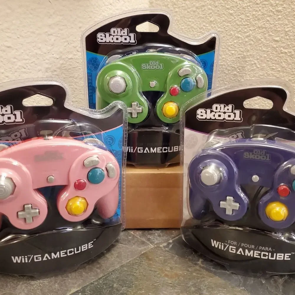 3 Gamecube Controllers - 3 Colors Bundle (NEW) - Pink, Purple, Green - Nintendo